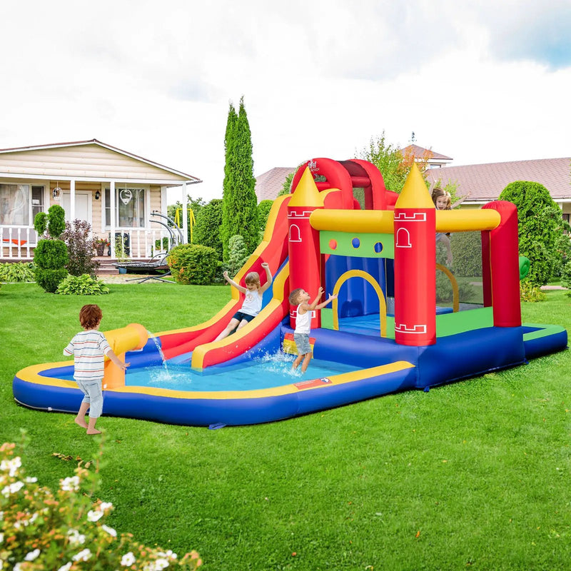 9-in-1 Inflatable Bounce Castle with Water Slide and Splash Pool without Blower by DirectDeals