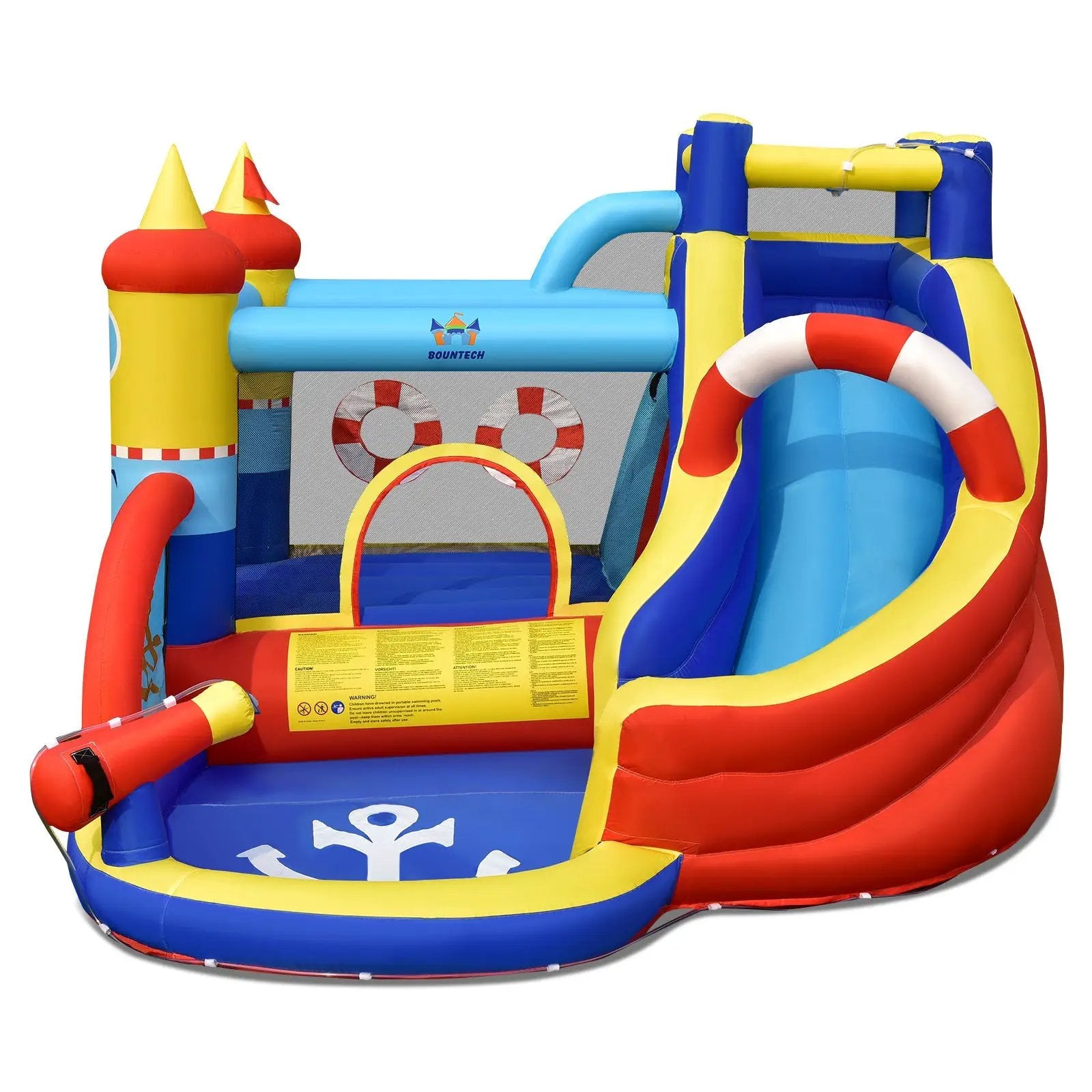 Inflatable Bounce Castle with Slide Climbing Wall and 450W Blower by DirectDeals