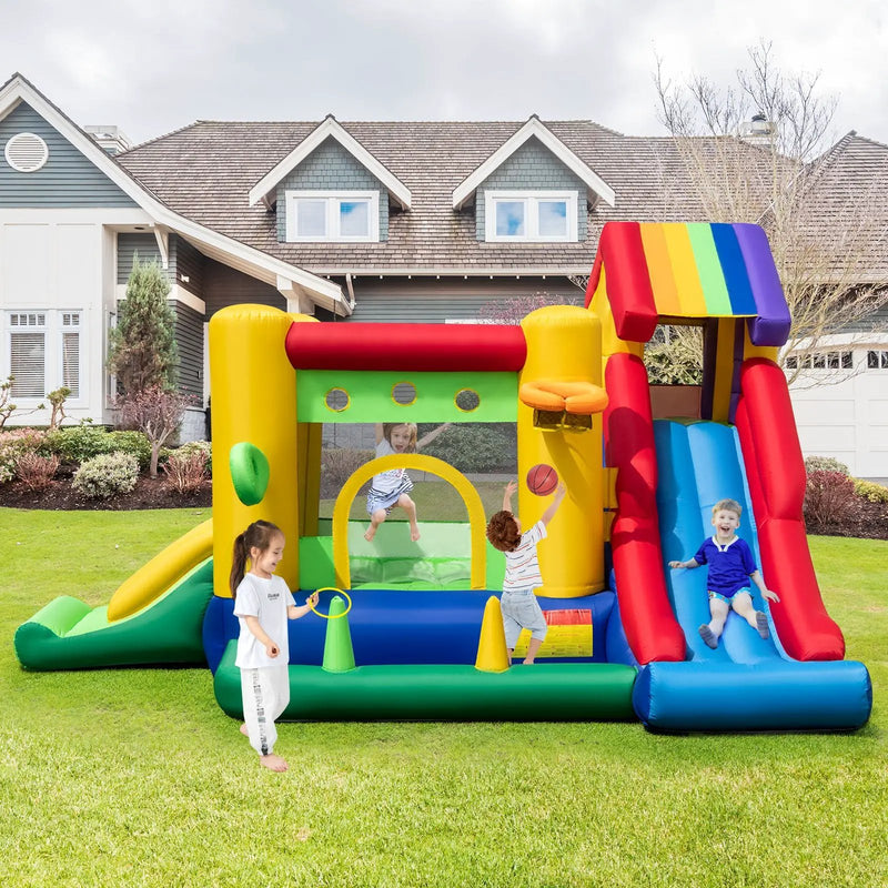 Inflatable Bounce Castle with Double Slides and 735W Blower by DirectDeals