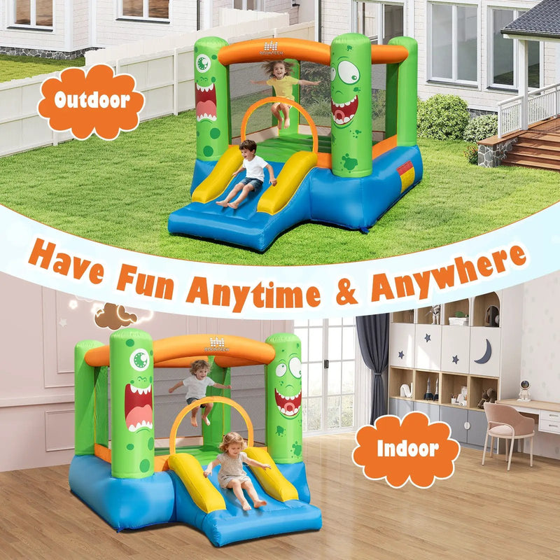 Inflatable Bounce House Monster Themed Bouncy Castle with Large Jumping Area and Slide 550W Blower Included by DirectDeals