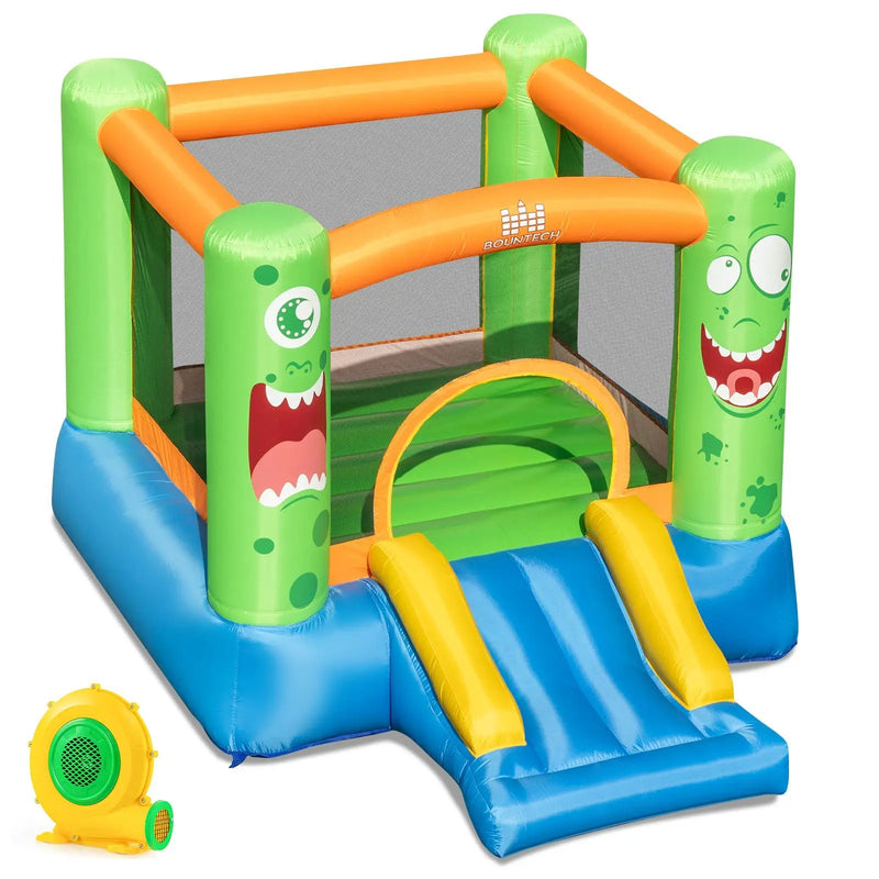 Inflatable Bounce House Monster Themed Bouncy Castle with Large Jumping Area and Slide 550W Blower Included by DirectDeals
