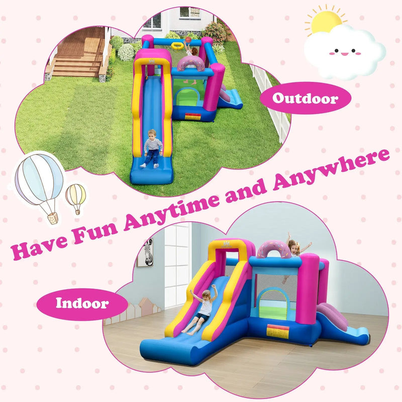Inflatable Bounce House with Slides and Basketball Hoop (with 735W Blower) by DirectDeals