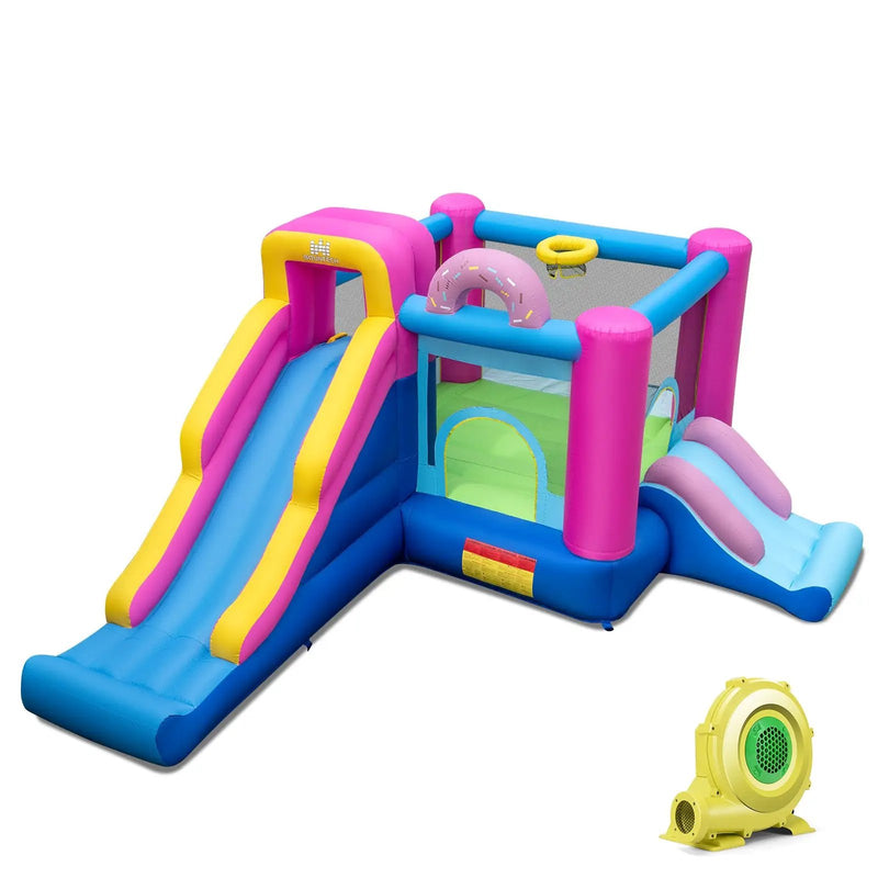 Inflatable Bounce House with Slides and Basketball Hoop (with 735W Blower) by DirectDeals