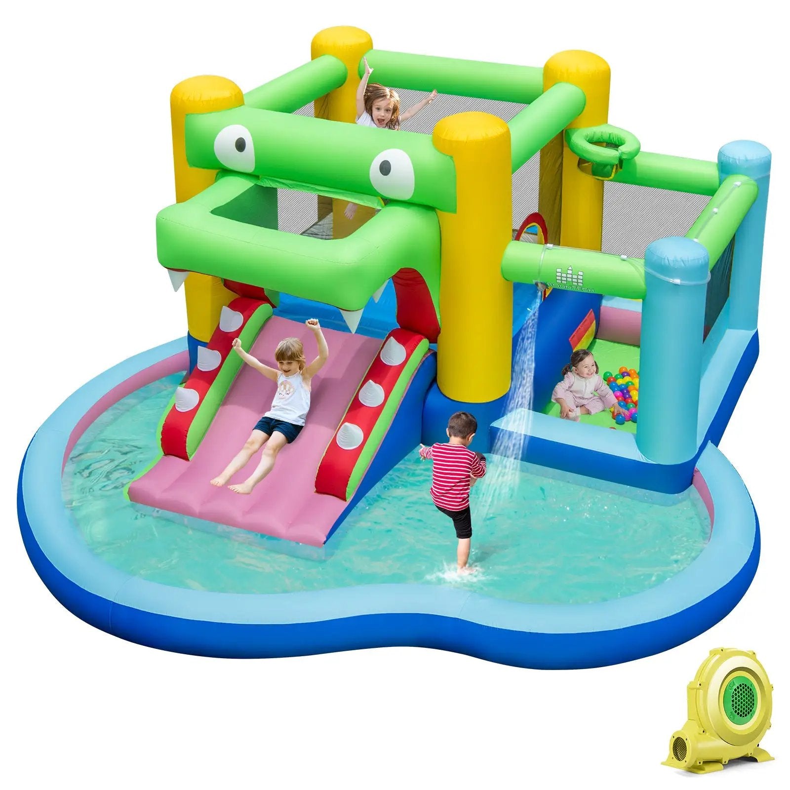Inflatable Bounce House with Slide and Splash Pooland and 680W Blower by DirectDeals