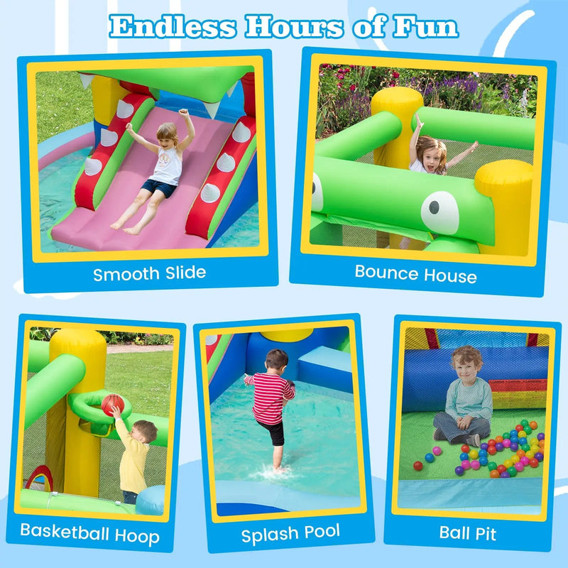 Inflatable Bounce House with Slide and Splash Pooland and 680W Blower by DirectDeals