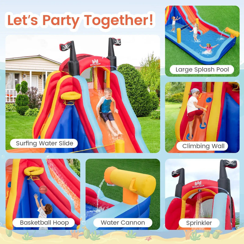 5-in-1 Inflatable Bounce House with 2 Water Slides and Large Splash Pool With 950W Blower by DirectDeals