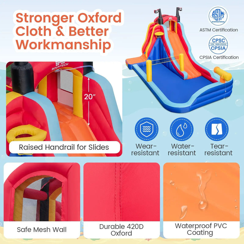 5-in-1 Inflatable Bounce House with 2 Water Slides and Large Splash Pool With 950W Blower by DirectDeals