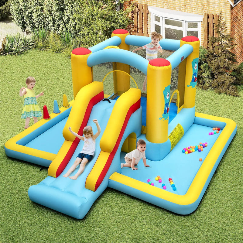 Inflatable Bounce House 7-in-1 Bouncy Castle with Slide and Tunnel with 480W Blower by DirectDeals