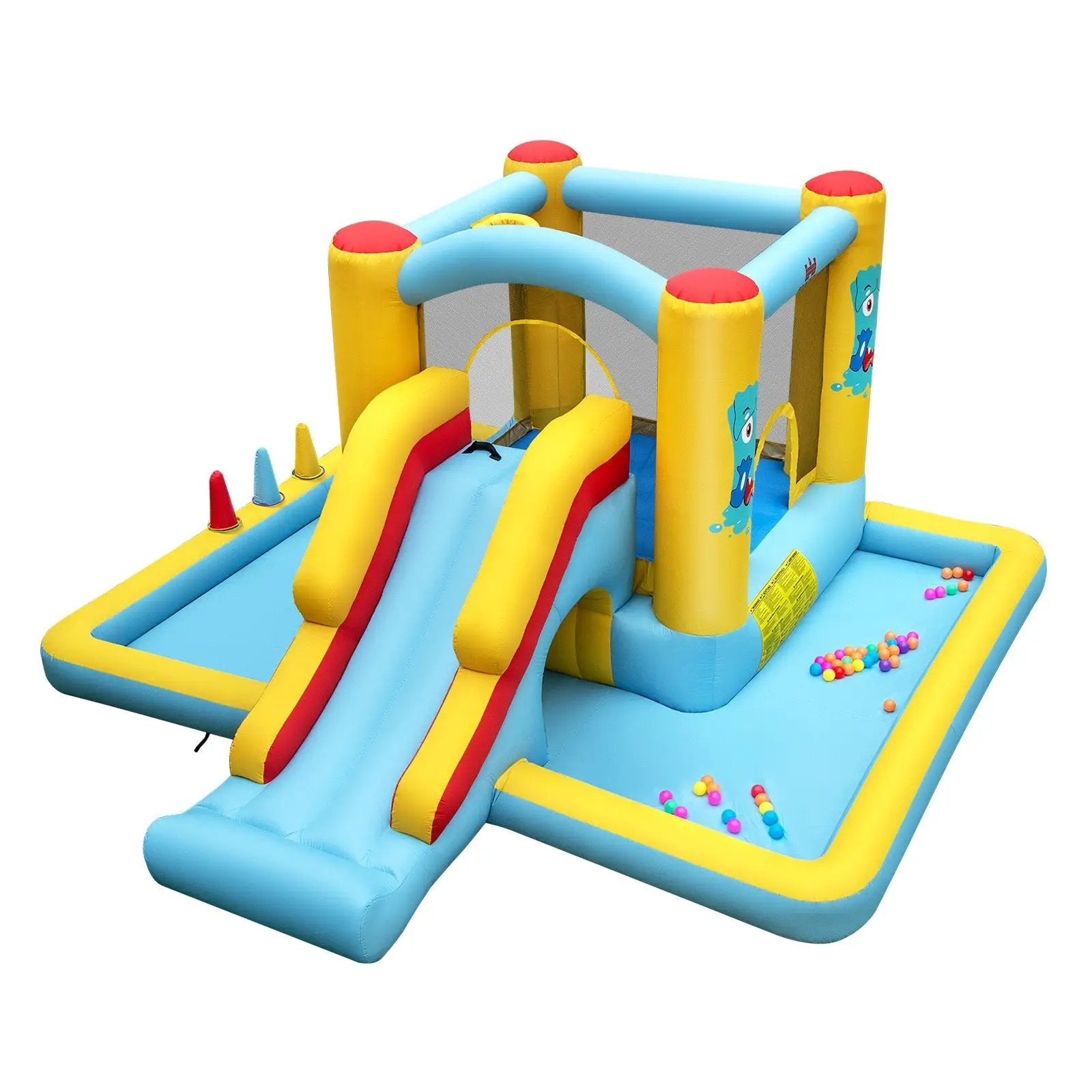 Inflatable Bounce House 7-in-1 Bouncy Castle with Slide and Tunnel without Blower by DirectDeals