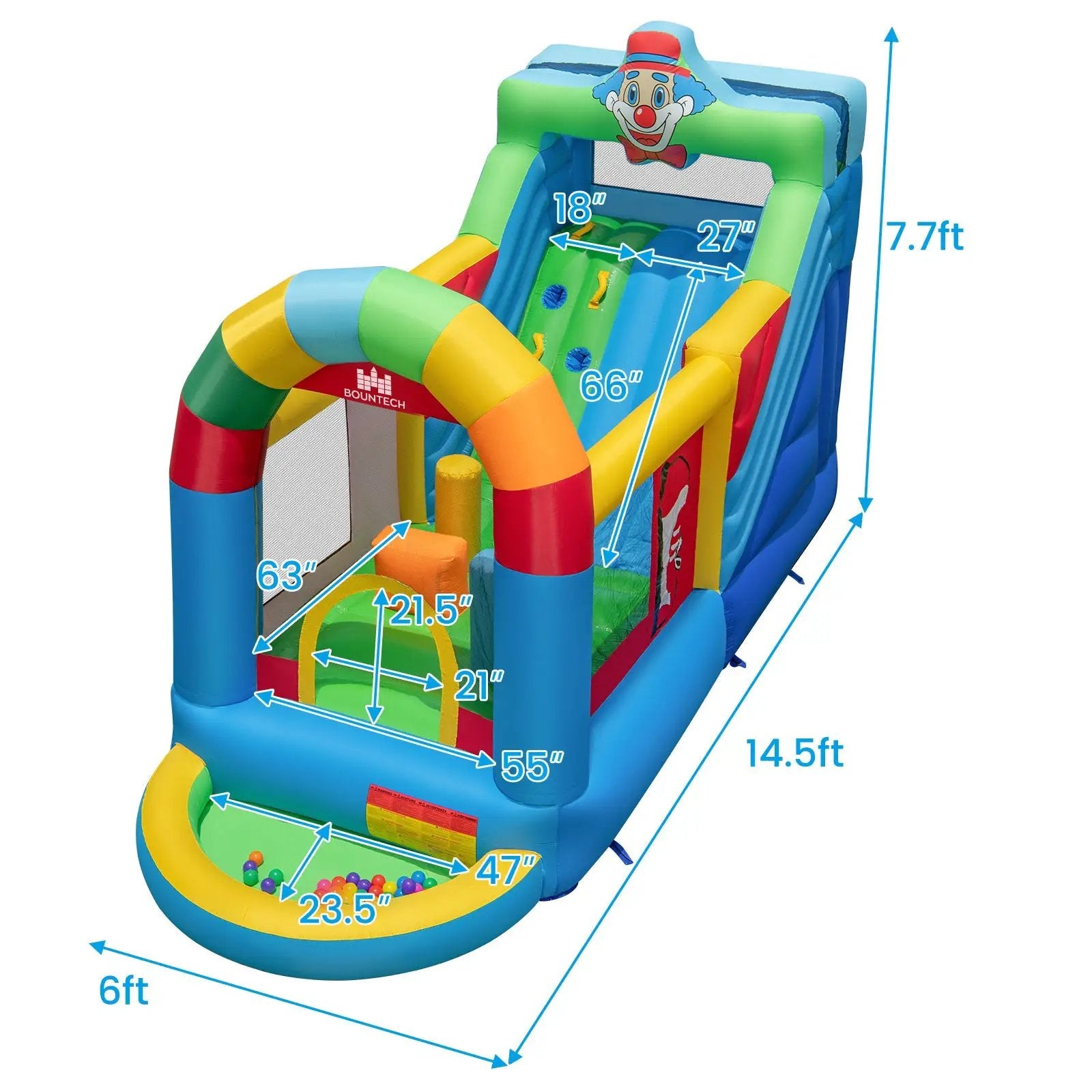 Inflatable Bounce House Obstacle Course with Ball Pit and Silde with 735W Blower by DirectDeals