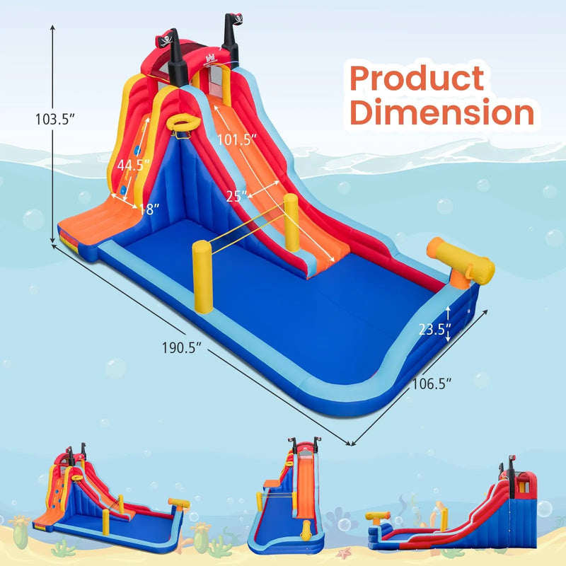 5-in-1 Inflatable Bounce House with 2 Water Slides and Large Splash Pool With 735W Blower by DirectDeals