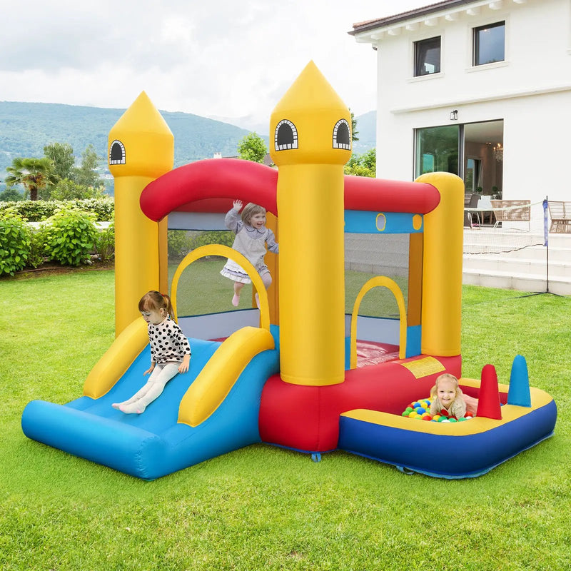 Inflatable Bounce House with 480W Blower and Ocean Balls for Yard by DirectDeals