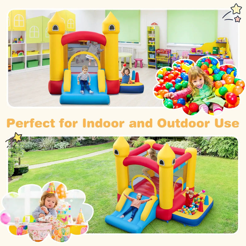 Inflatable Bounce House with 480W Blower and Ocean Balls for Yard by DirectDeals
