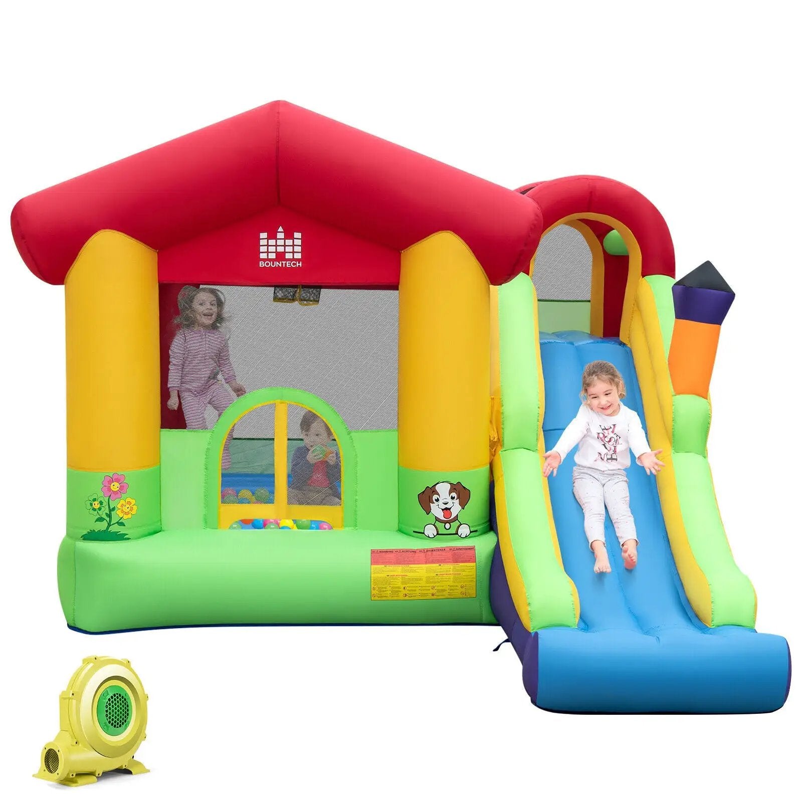 Inflatable Bounce House with Ocean Balls and 735W Air Blower by DirectDeals