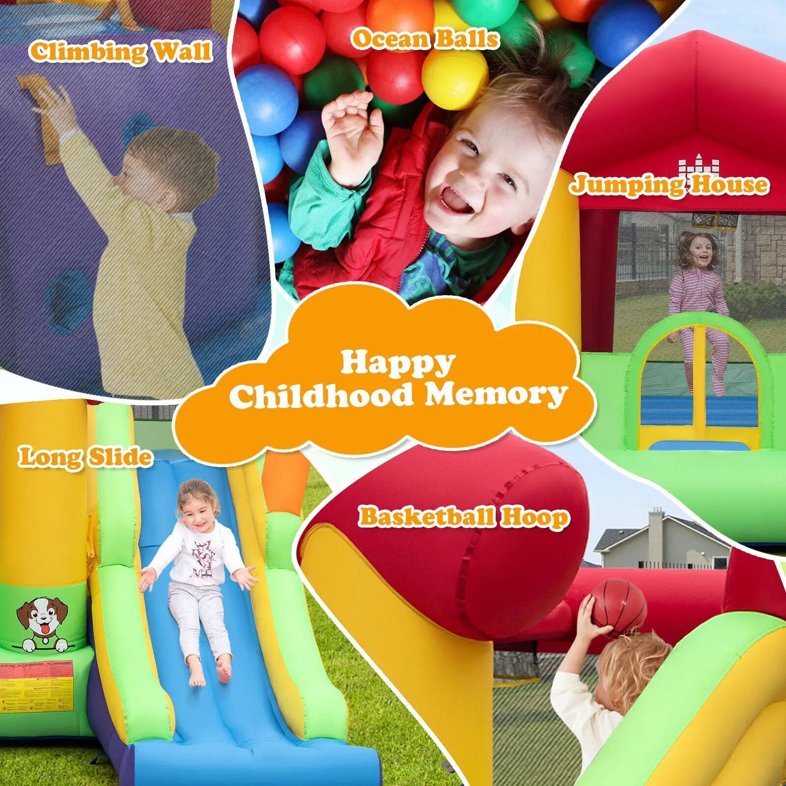 Inflatable Bounce House with Ocean Balls and 735W Air Blower by DirectDeals