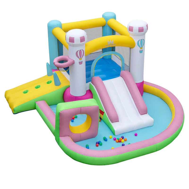 Inflatable Bounce House Bouncy Castle with Slide and Obstacle and Ball Pit without Blower by DirectDeals