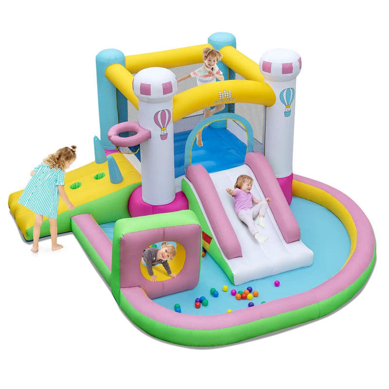 Inflatable Bounce House Bouncy Castle with Slide and Obstacle and Ball Pit without Blower by DirectDeals