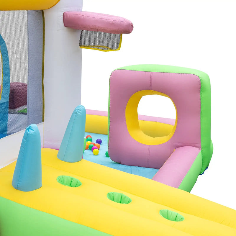 Inflatable Bounce House Bouncy Castle with Slide and Obstacle and Ball Pit with 480W Blower by DirectDeals