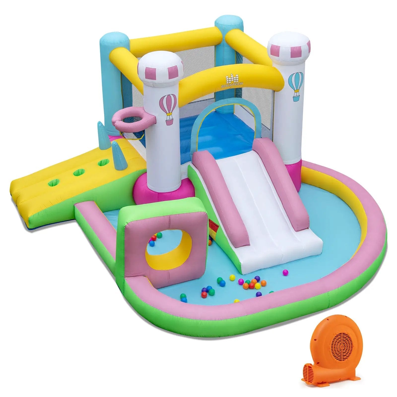 Inflatable Bounce House Bouncy Castle with Obstacle and Ball Pit with 520W Blower by DirectDeals