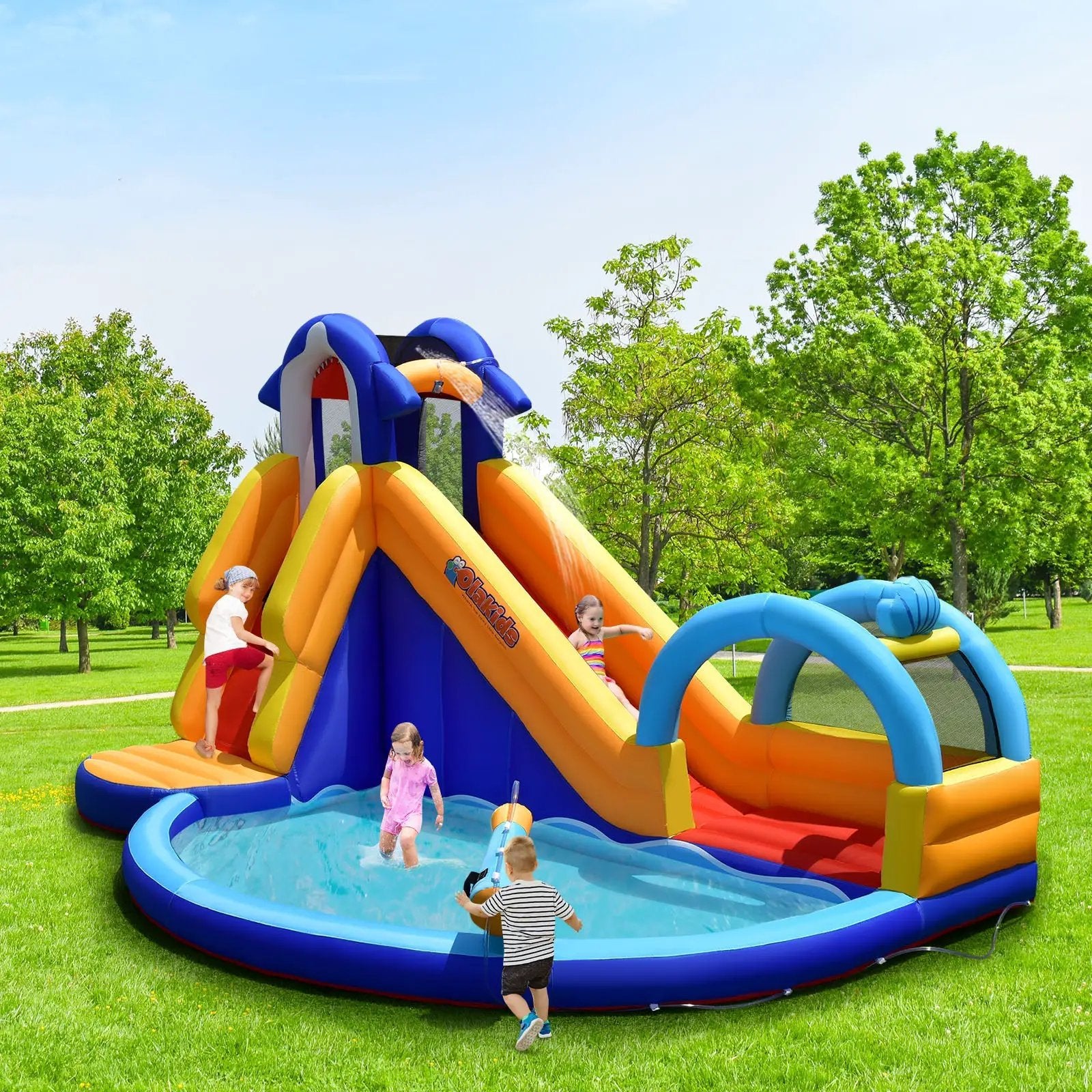 Inflatable Bouncy House with Slide and Splash Pool without Blower by DirectDeals