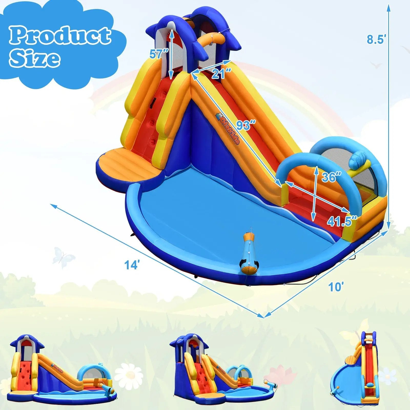 Inflatable Bouncy House with Slide and Splash Pool without Blower by DirectDeals