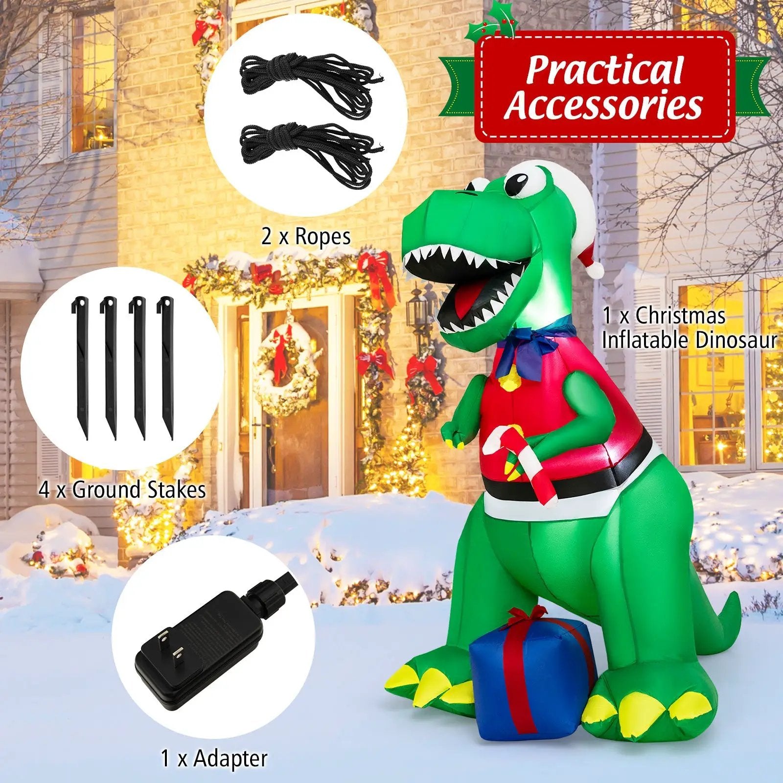 Inflatable Christmas Decoration with LED Lights and Waterproof Blower by DirectDeals