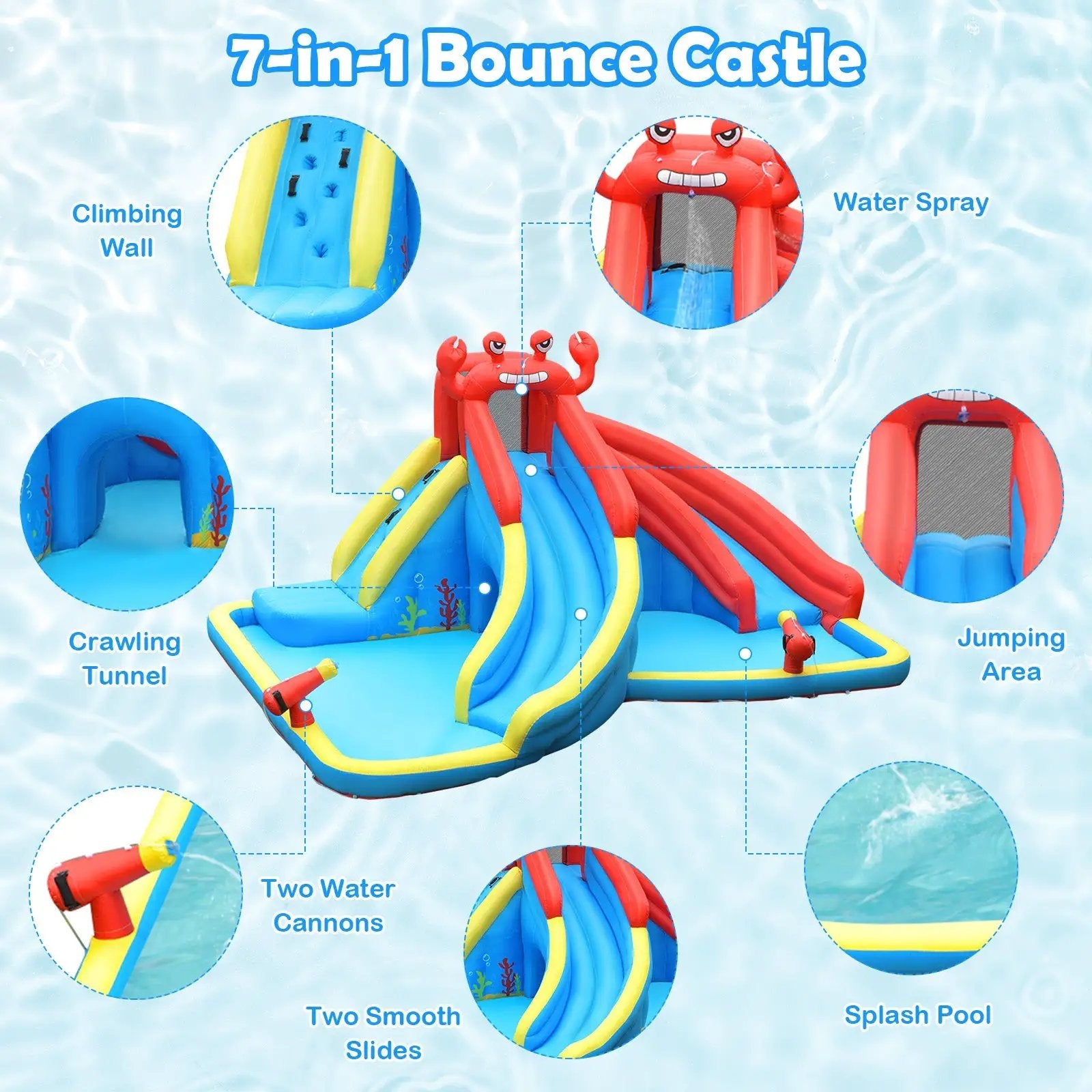 Inflatable Water Slide Bounce House with Water Cannon with 680W Blower by DirectDeals