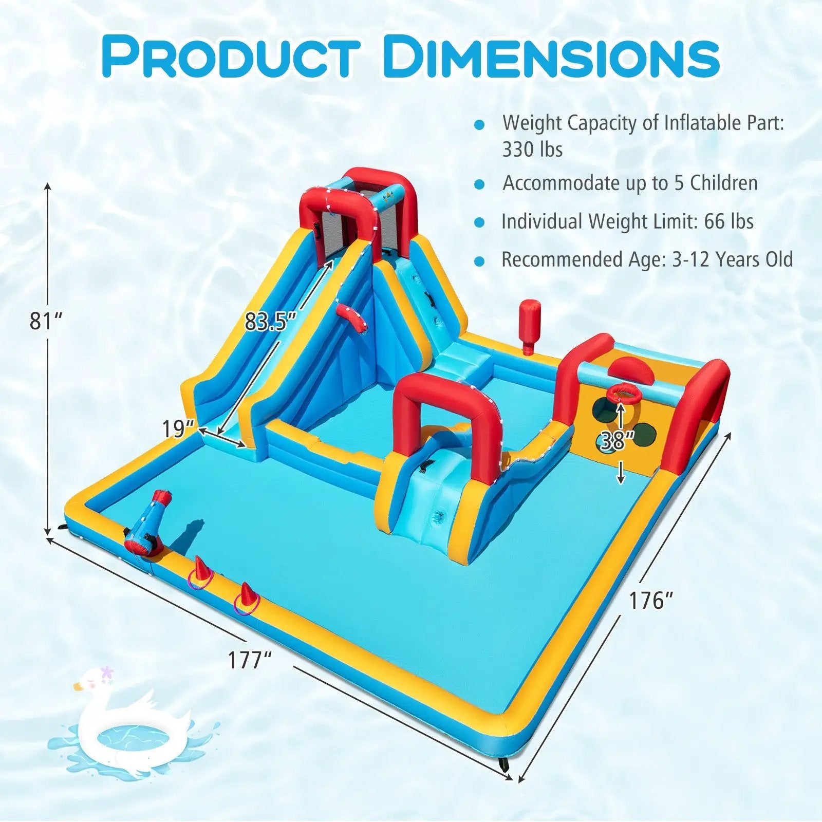 Inflatable Double Water Slide Park 9-in-1 Giant Bounce House Blower Excluded by DirectDeals