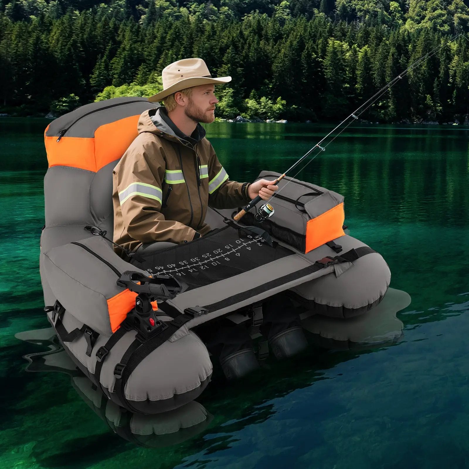 Inflatable Fishing Float Tube with Shoulder Straps and Storage for Angling by DirectDeals
