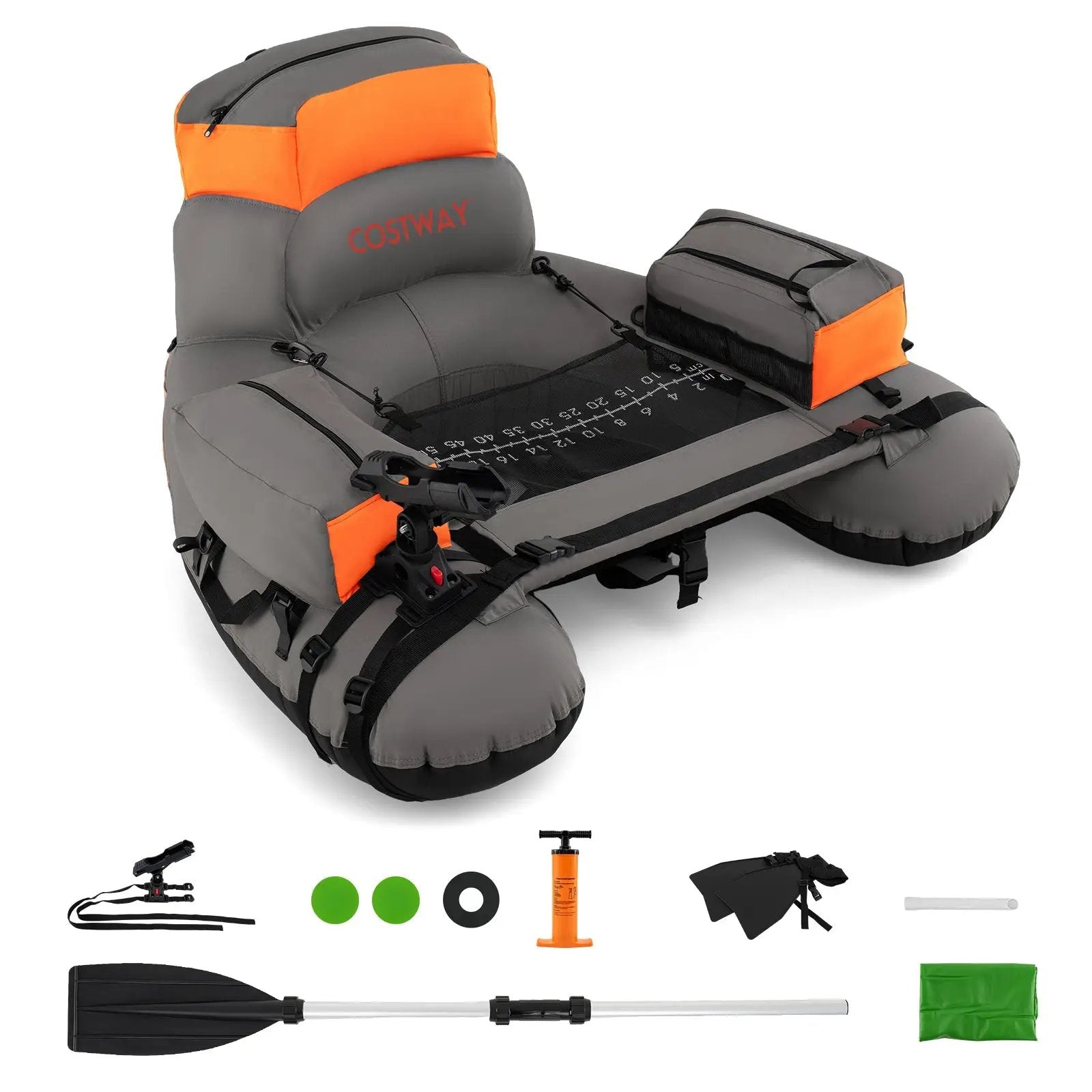 Inflatable Fishing Float Tube with Shoulder Straps and Storage for Angling by DirectDeals