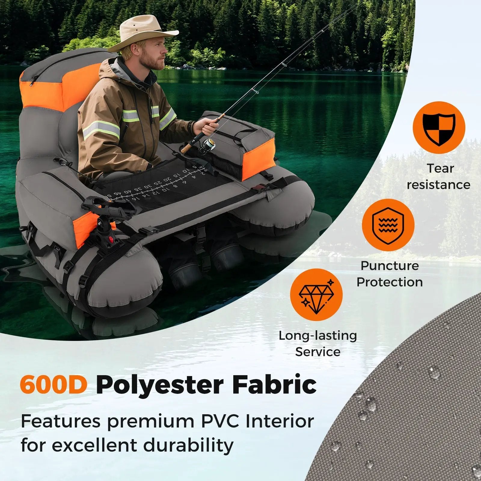 Inflatable Fishing Float Tube with Shoulder Straps and Storage for Angling by DirectDeals