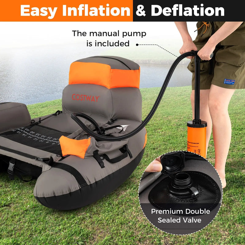 Inflatable Fishing Float Tube with Shoulder Straps and Storage for Angling by DirectDeals