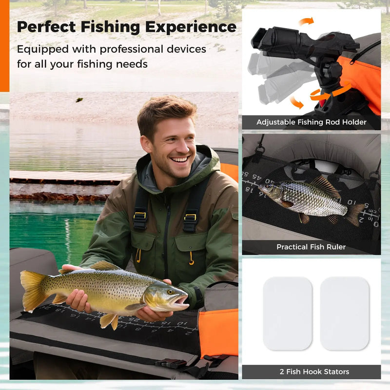 Inflatable Fishing Float Tube with Shoulder Straps and Storage for Angling by DirectDeals