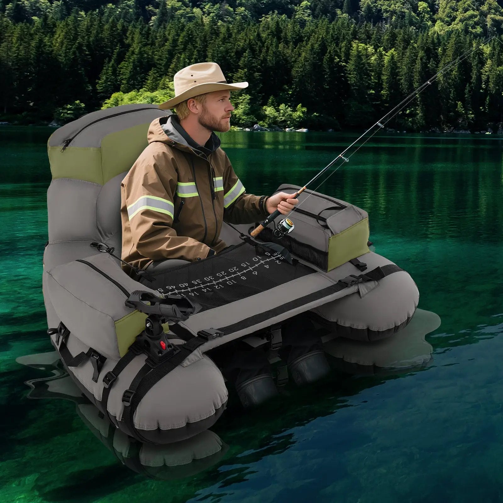 Inflatable Fishing Float Tube with Shoulder Straps and Storage for Angling by DirectDeals
