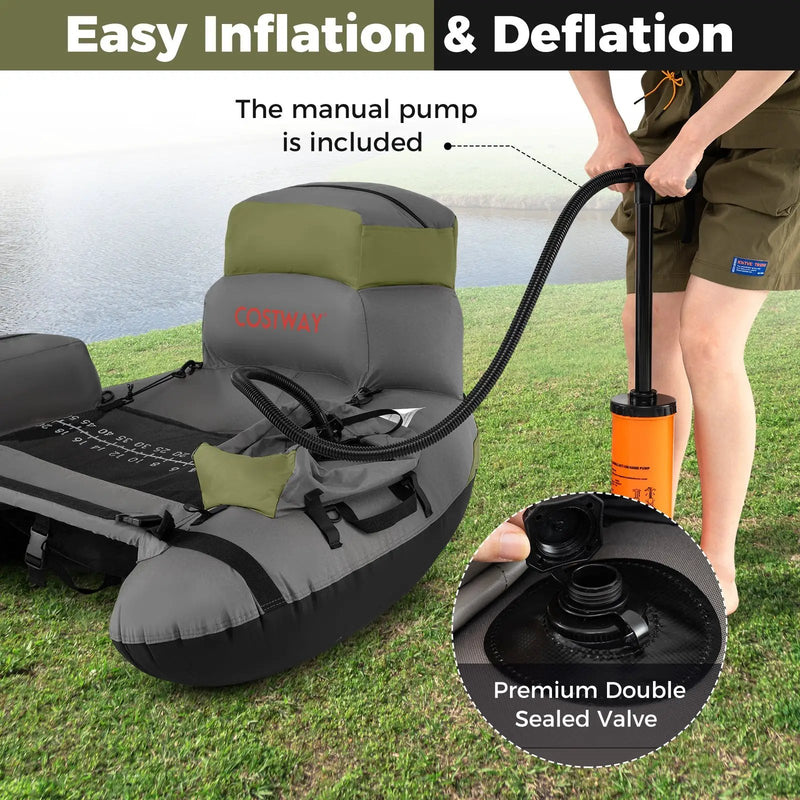 Inflatable Fishing Float Tube with Shoulder Straps and Storage for Angling by DirectDeals