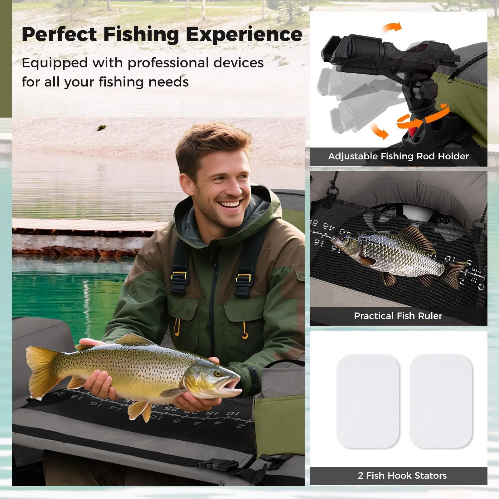 Inflatable Fishing Float Tube with Shoulder Straps and Storage for Angling by DirectDeals