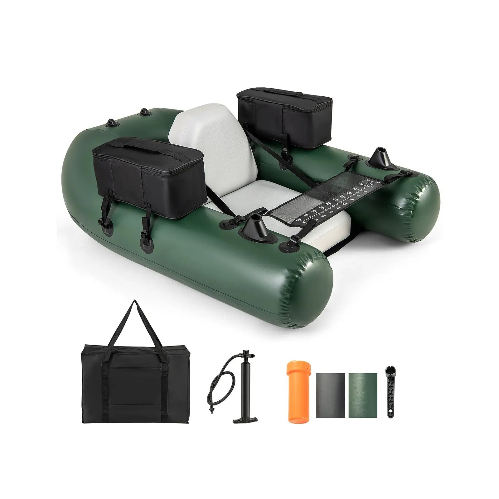 Inflatable Fishing Float Tube for Angling with Fish Ruler and Angling Base by DirectDeals