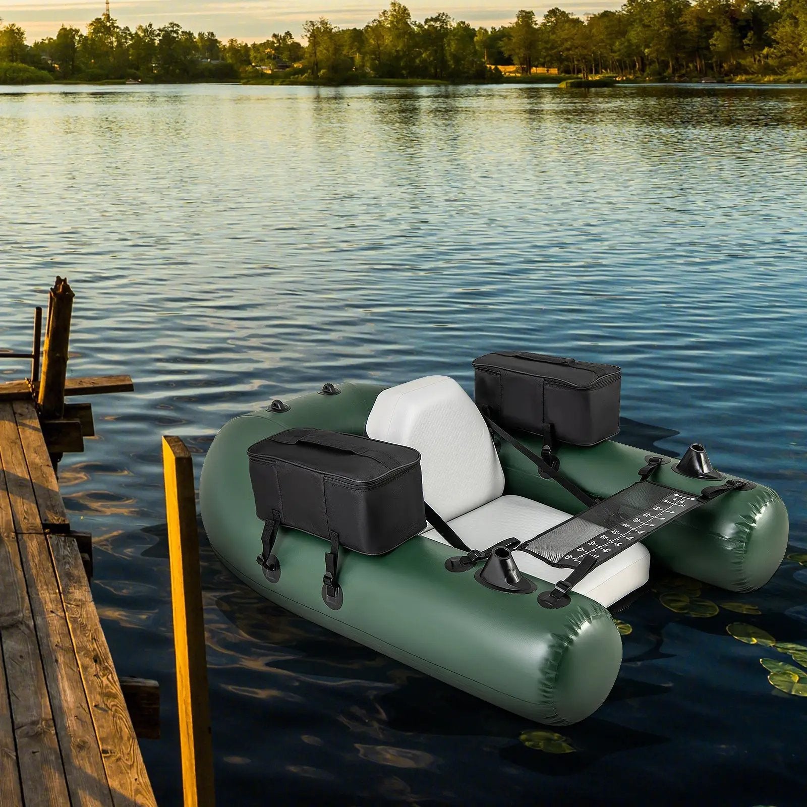 Inflatable Fishing Float Tube for Angling with Fish Ruler and Angling Base by DirectDeals