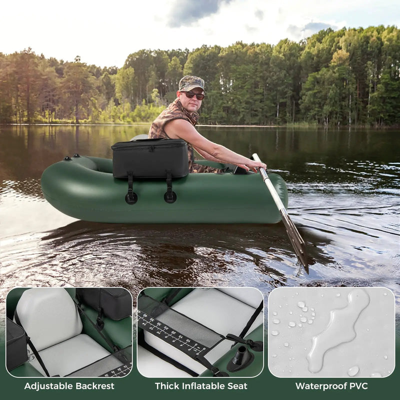 Inflatable Fishing Float Tube for Angling with Fish Ruler and Angling Base by DirectDeals