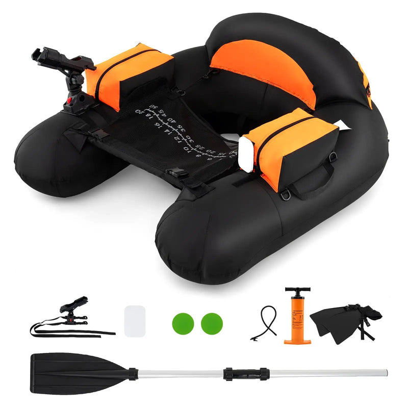 Inflatable Float Tube with Adjustable Fishing Rod Holder and Fish Hook Stator by DirectDeals