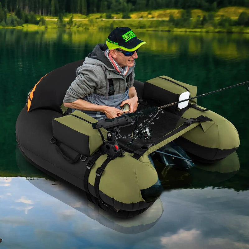 Inflatable Float Tube with Adjustable Fishing Rod Holder and Fish Hook Stator by DirectDeals
