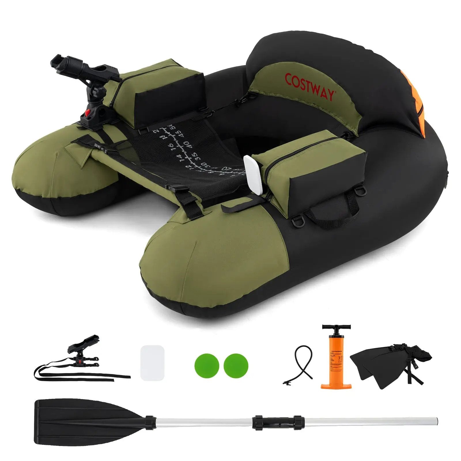 Inflatable Float Tube with Adjustable Fishing Rod Holder and Fish Hook Stator by DirectDeals