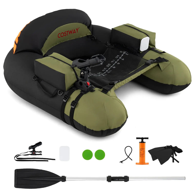 Inflatable Float Tube with Adjustable Fishing Rod Holder and Fish Hook Stator by DirectDeals