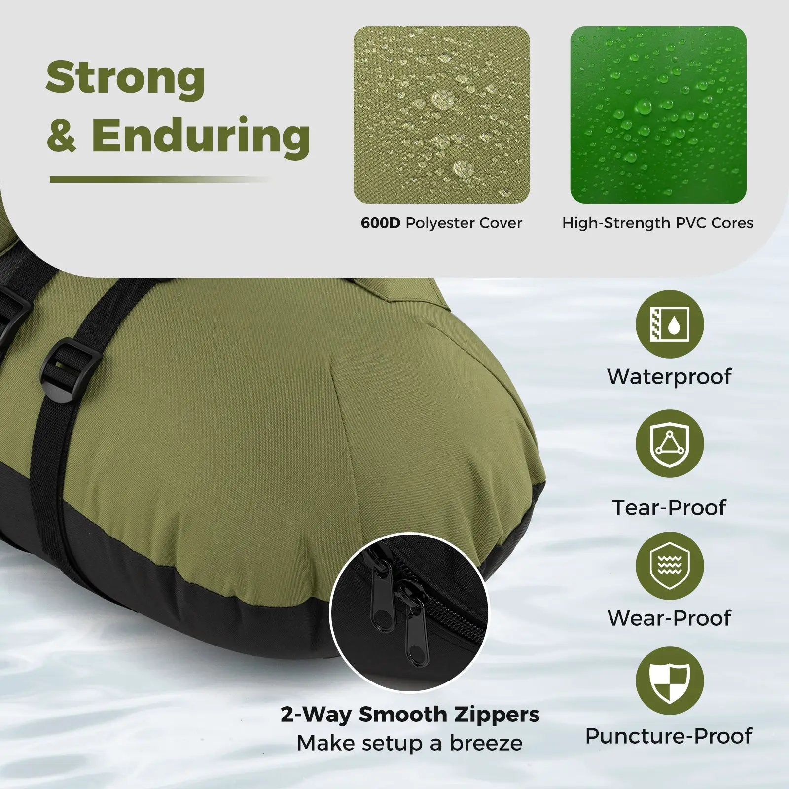 Inflatable Float Tube with Adjustable Fishing Rod Holder and Fish Hook Stator by DirectDeals