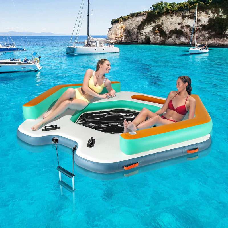 8.7 Feet Inflatable Floating Dock with Detachable Ladder and Mesh Swim Lounge by DirectDeals
