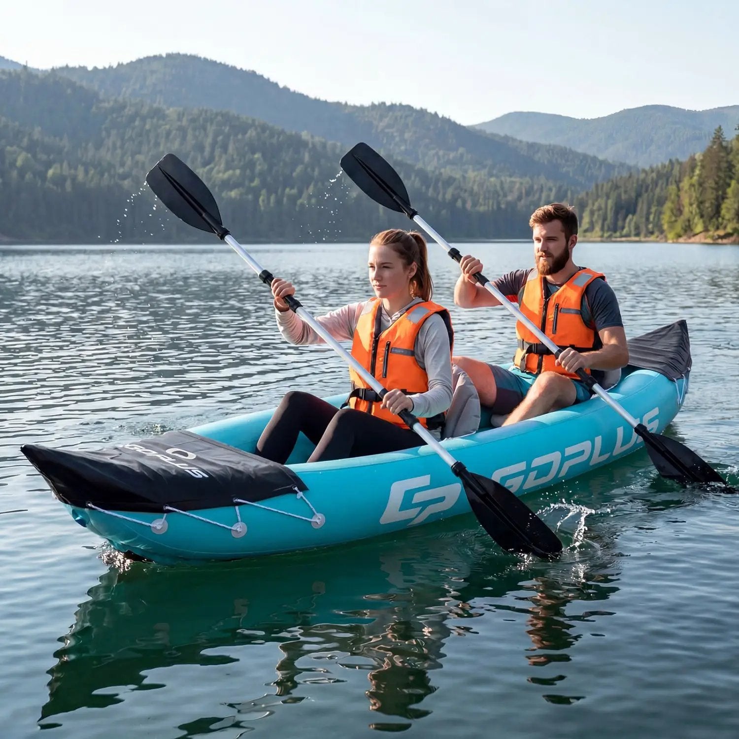 Inflatable Kayak 2 Person with Aluminum Paddles and Pump by DirectDeals