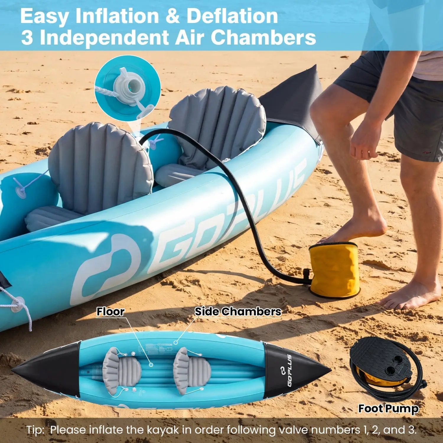 Inflatable Kayak 2 Person with Aluminum Paddles and Pump by DirectDeals