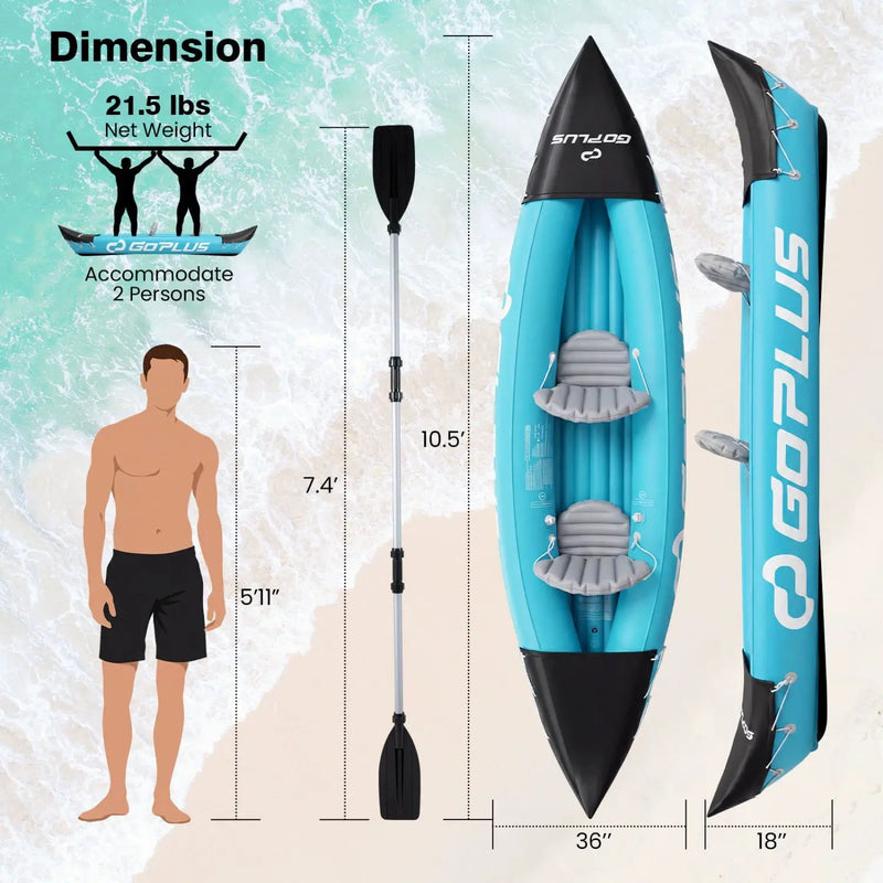 Inflatable Kayak 2 Person with Aluminum Paddles and Pump by DirectDeals