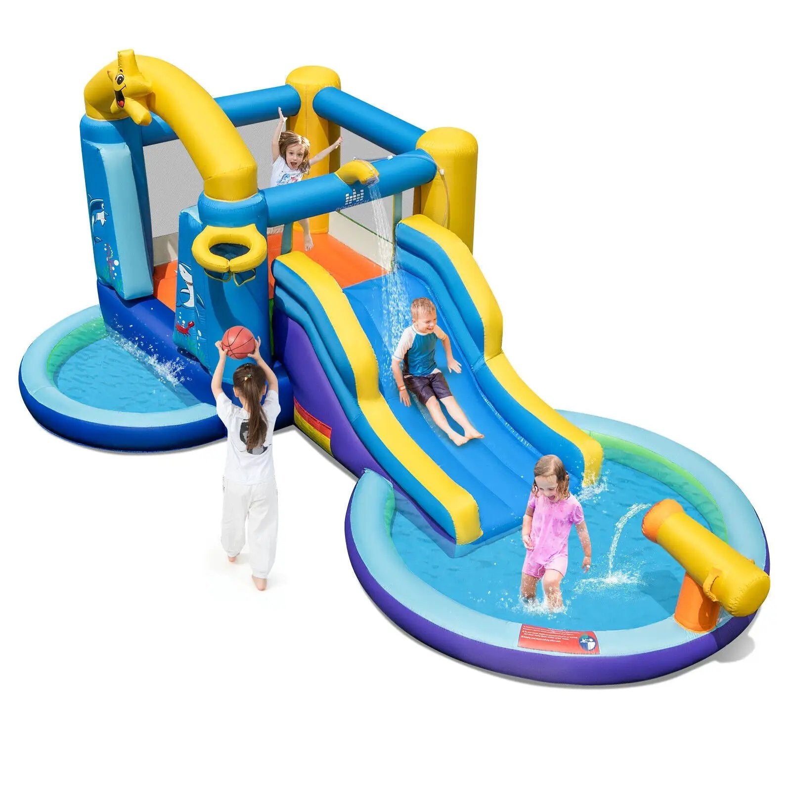 Inflatable Ocean-Themed Bounce House with 680W Blower and 2 Pools by DirectDeals