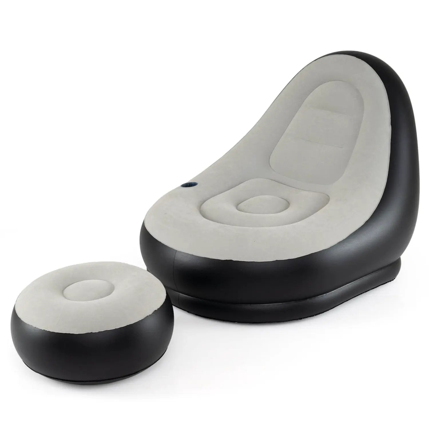 Inflatable Lounge Sofa with Ottoman Portable Air Sofa for Adults with Flocked Surface-Grey by DirectDeals